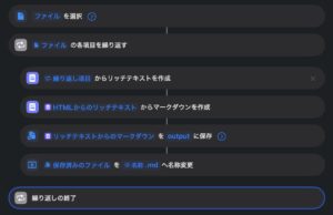 htmlをmdファイルへ変換するショートカット